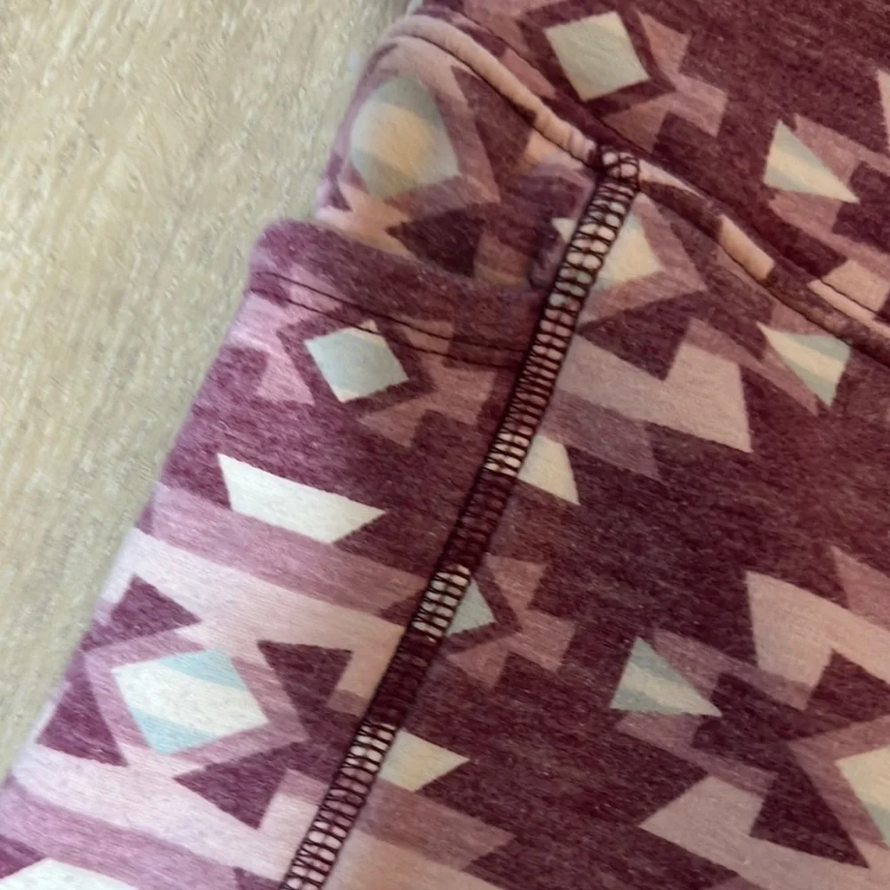 Justice Pink and White Aztec Geometric Leggings Fleece Lined